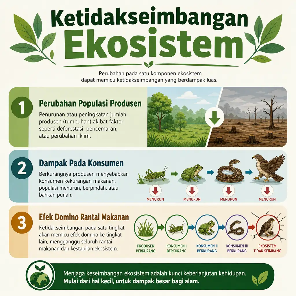 Infografis Analisis Ketidakseimbangan Ekosistem Akibat Perubahan Populasi