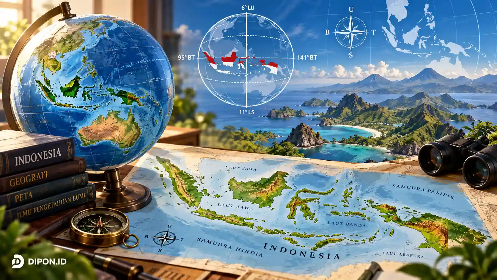 Letak Geografis dan Astronomis Indonesia pada Peta dan Globe