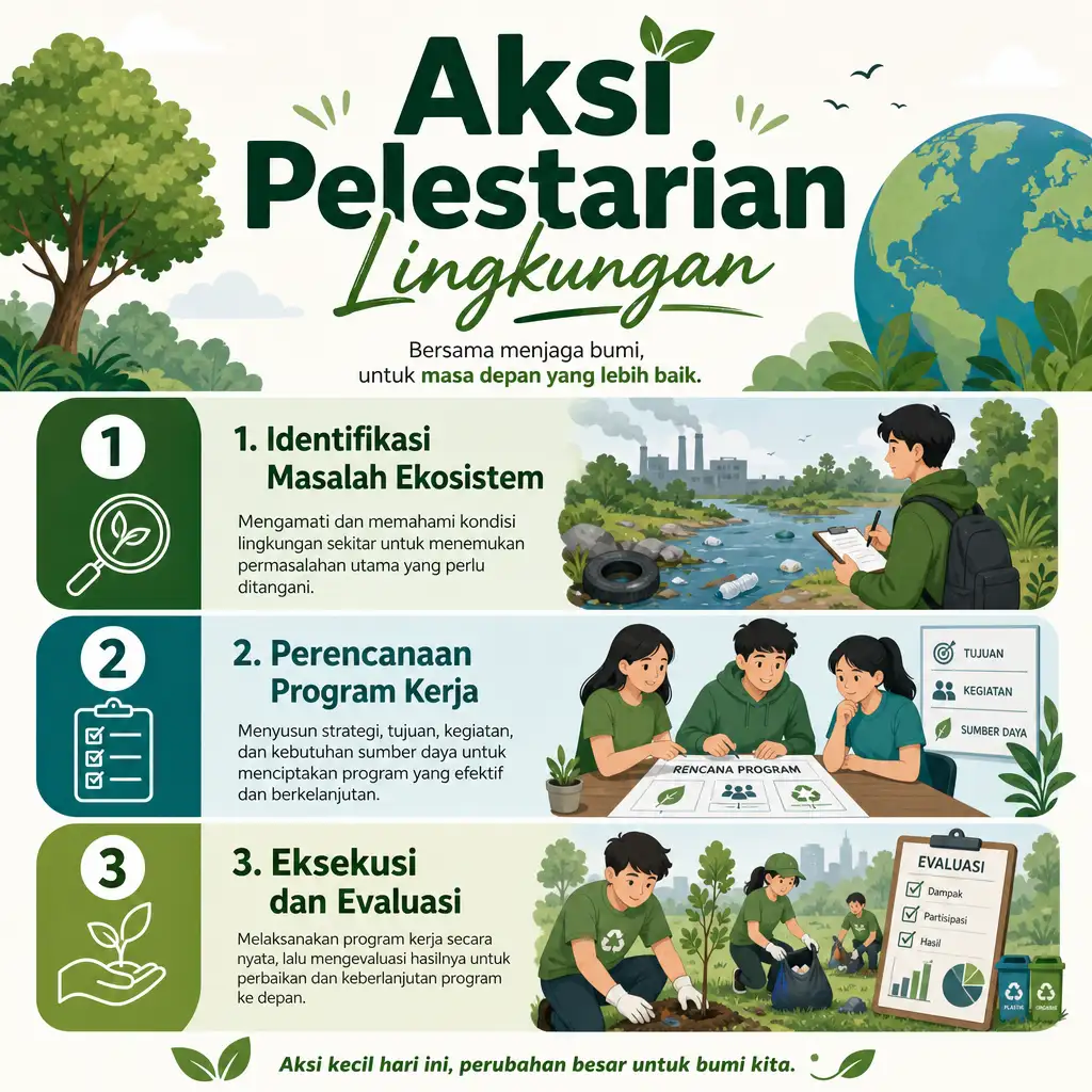 Infografis Rancangan Aksi Nyata Pelestarian Lingkungan Ekosistem Lokal